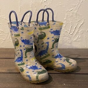 Kids Dinosaur Print Light Up Rain Boots